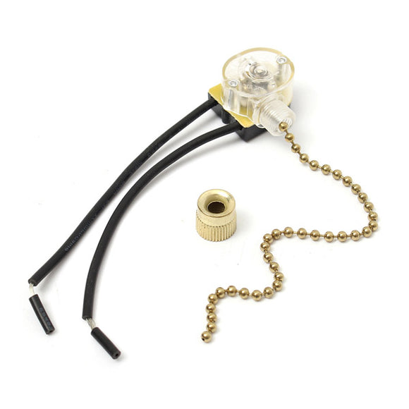 Universal Ceiling Fan Lamp Light Pull Chain Switch UL Listed Brass With Cotton Thread