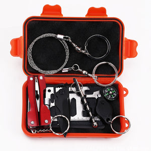 9 In 1 Camping Hiking Emergency SOS Outdoor Tactical Survival Tools Kit Set