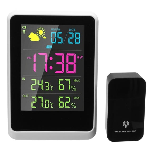 Weather Station Meter Digital Alarm Clock with LED Screen Date Time Display