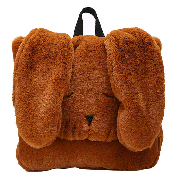 Women Winter Plush Cute Rabbit Daily Backpack Shoulder Bag
