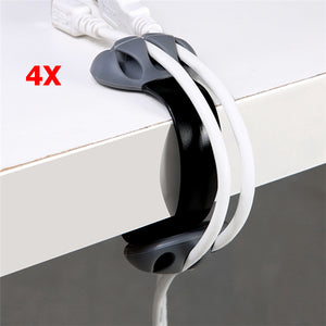 4 Pcs Silicone Anti-skid Desktop Clip-on Cable Holder Organizer Winder Wire Mount Management