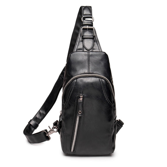Men Business PU Casual Black Outdoor Zipper Shoulder Crossbody Bag