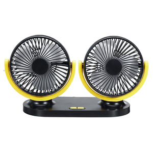 5V 360 All-Round USB Mini Auto Air Cooling Dual Car Fan Adjustable Low Noise