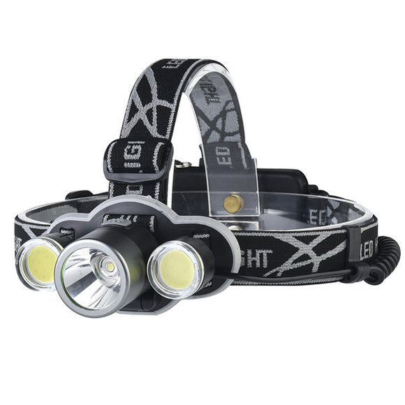 XANES 2505 1200LM Bicycle Headlight 5 Switch Modes T6+2*COB White Light 180  Rotation Adjustable He