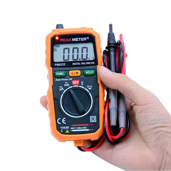 PEAKMETER PM8232 Non-Contact Mini Digital Multimeter DC AC Voltage Current Tester Data Hold Ammeter Portable Voltage Meter