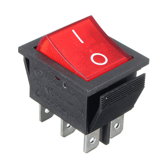 6 PIN 250V 16AOn/Off Round Rocker Toggle Button Switch With LED
