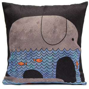 Cartoon Moon Elephant Whale Throw Pillow Case Cushion Cover Home Sofa Car Office Decor