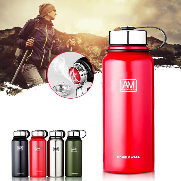 1500ml Outdoor Portable Vacuum Insulated Water Bottle Double Walled Stainless Steel Drinking Cup Sports Travel