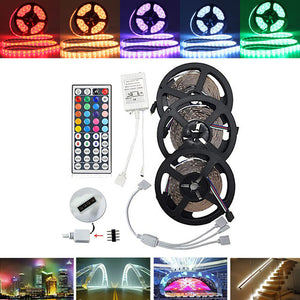 15M SMD5050 Non-Waterproof RGB 450 LED Strip Light Kit + 44 Keys Controller + Cable Connector DC12V