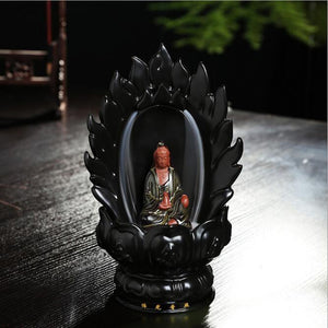 Ceramic Backflow Incense Cone Burner Godness Guanyin Buddha Buddhist Censer Holder Fragrant Furnace
