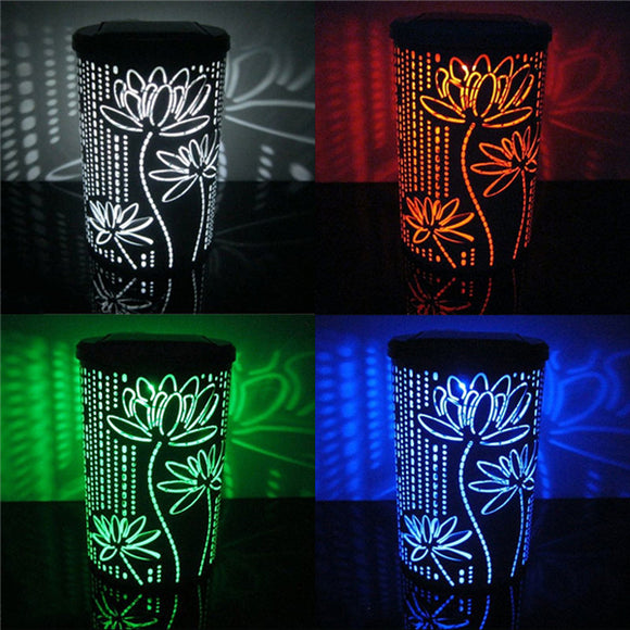 Solar Lotus Pattern Iron Color Changing LED Light  for Garden Gate Bedroom Decor