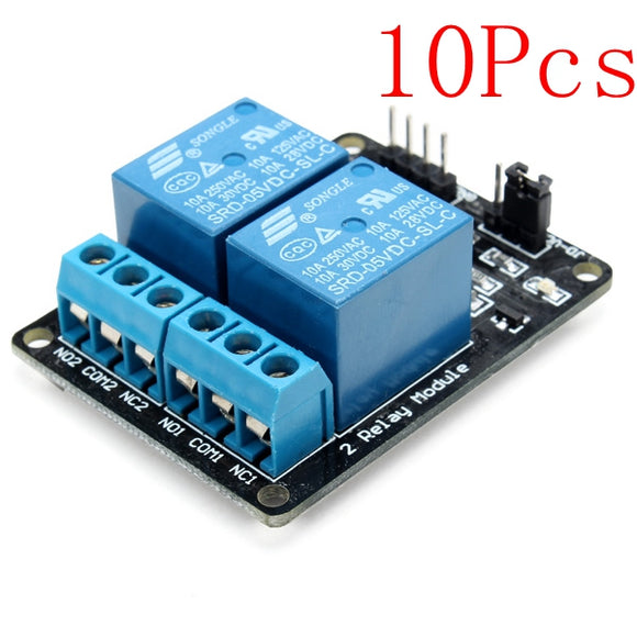 10Pcs 2 Way Relay Module With Optocoupler Protection
