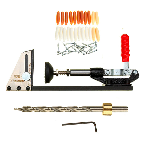 Woodworking Inclined Hole Locator Drill Guide Kit All-steel Pocket Hole Jig System With Toggle Clamp