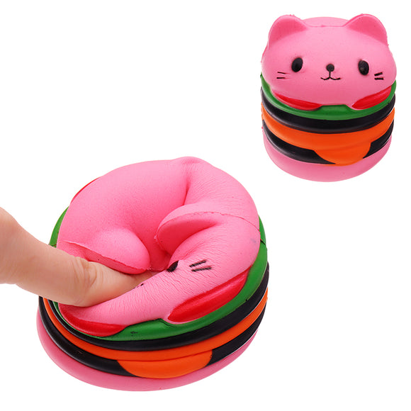 Squishy Pink Cat Burger Slow Rising Soft Animal Collection Gift Soft Toy