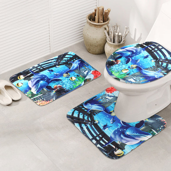 Mat Set 3 piece Toilet Rug Bathroom Contour Picnic Mat Non slip