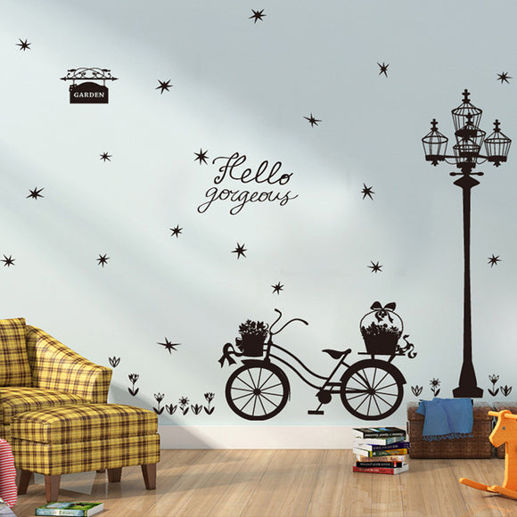 Miico Bicycle Silhouette Creative PVC Wall Sticker Home Decor Mural Art Removable Wall Decals