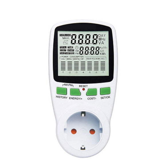 PM001-G AC Power Meters 220V 50Hz Digital Wattmeter Energy Meter Watt Monitor Electricity Cost Diagr
