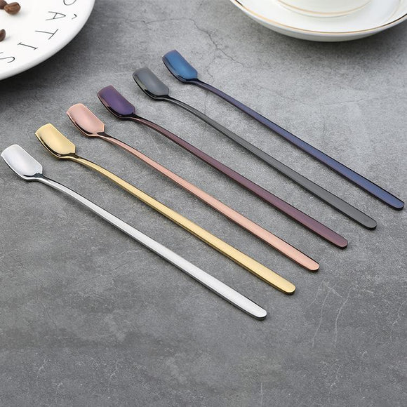 Stainless Steel Square Head Long Handle Coffee Tea Spoon