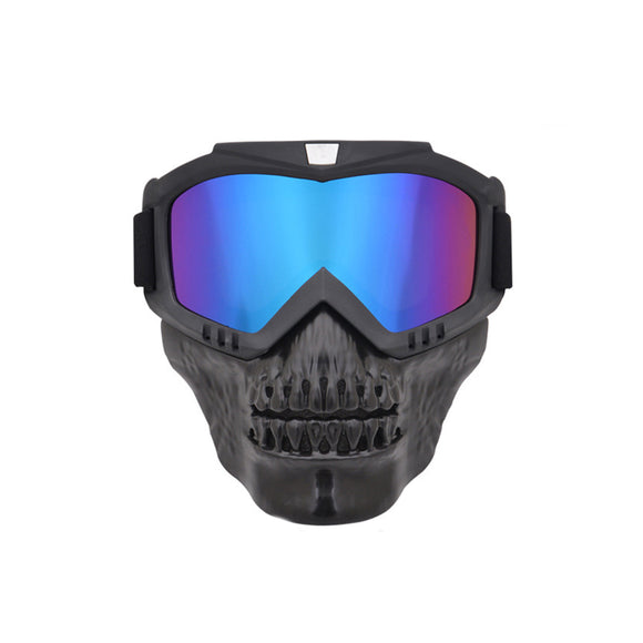 Reflective Motorcycle Skull Glasses Face Cover Outdoor Sport Bike Shield Goggles