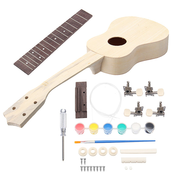 DIY 21 Inch Basswood Handwork Support Painting Ukulele With Musical Accessories