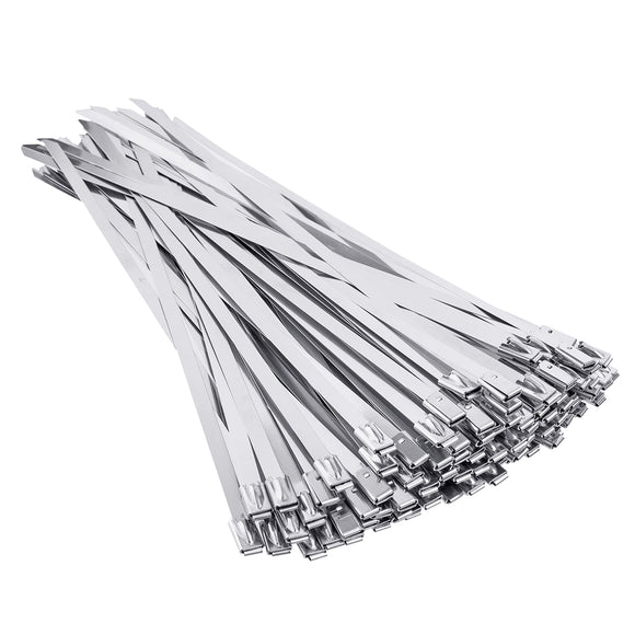 100Pcs 4.6x200mm Stainless Steel Zip Tie Exhaust Wrap Coated Locking Cable Ties