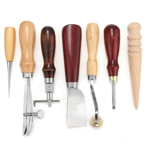 7pcs Leather Craft Tool Hand Cutter Stitching Sewing DIY Tools Kit