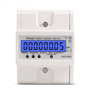 DDS024 3 Phase 4 Wire Energy Meter 380V AC 50Hz LCD Backlight Display Electronic Watt Power Consumpt