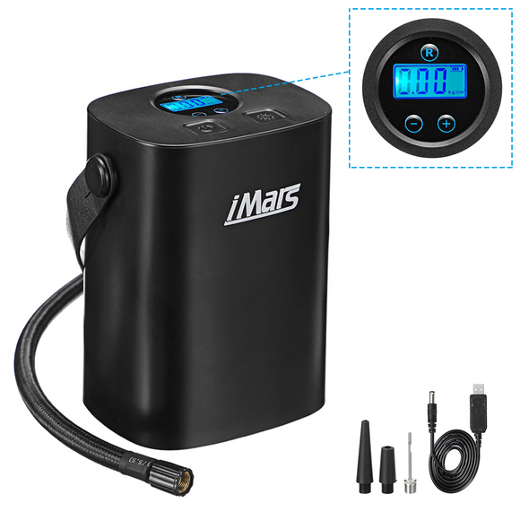 iMars AP01 Cordless 150PSI Car Air Pump LCD Digital 1800mA 25L/min Pressure Gauge Portable Tyre Compressor with LED Flashlight