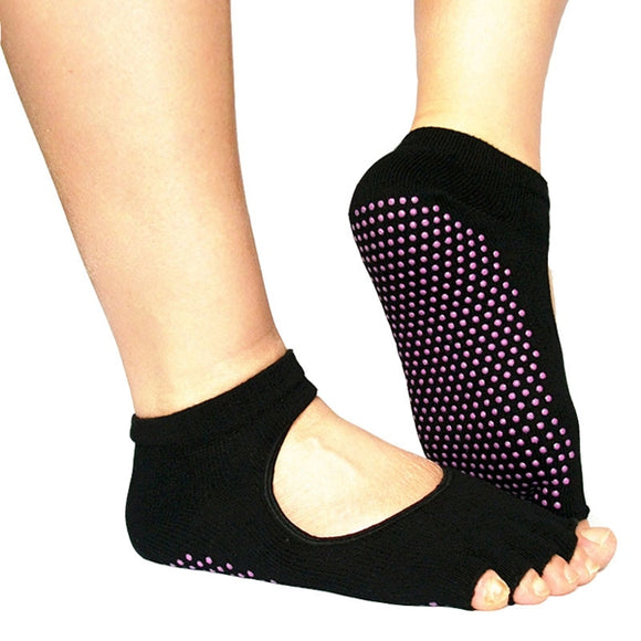 Black Indoor Backless Cotton Anti-Slip Breathable Non-Slip Yoga Socks
