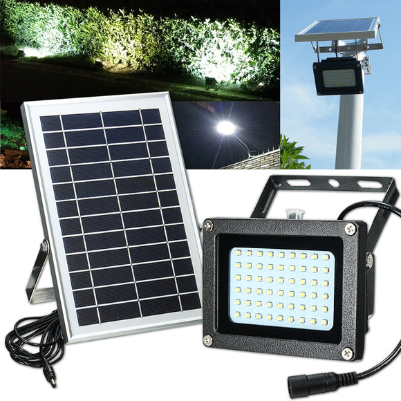 Solar Powered 54 LED Waterproof Outdoor Security Panel Flood Light Billboard Garden Lamp