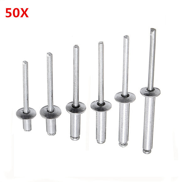 50Pcs M4 Aluminium Steel Blind Rivets Pop Rivets Open End Half-Dome Head