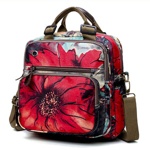 National Style Outdoor Flower Pattern Shoulder Bag Crossbody Bag Mommy Backpack For Women