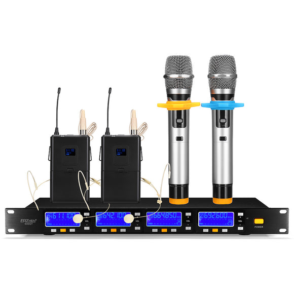 ERZhen 600GT UHF Wireless Dual Handheld Microphone System Digital Display Set Home Karaoke