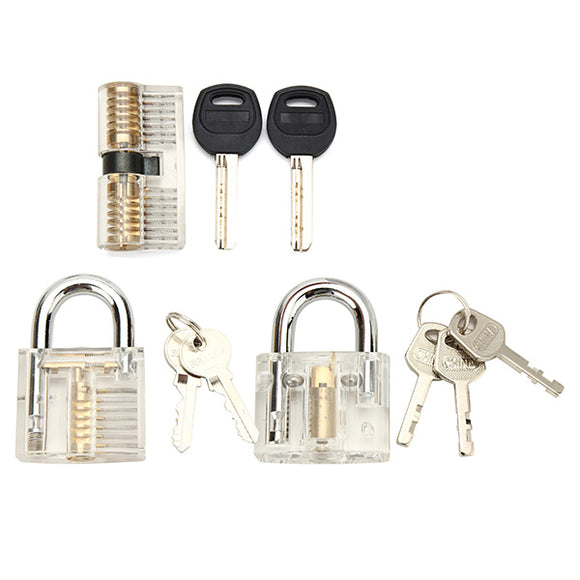 3Pcs Transparent Cutaway Inside View Of Practice Padlock Locksmith Practice Training Skill Set Lock Picks