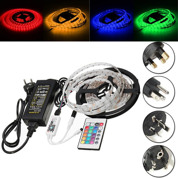 DC12V 5M 60W SMD5050 Waterproof RGB LED Strip Light + WiFi Controller + Remote Control + Adapter