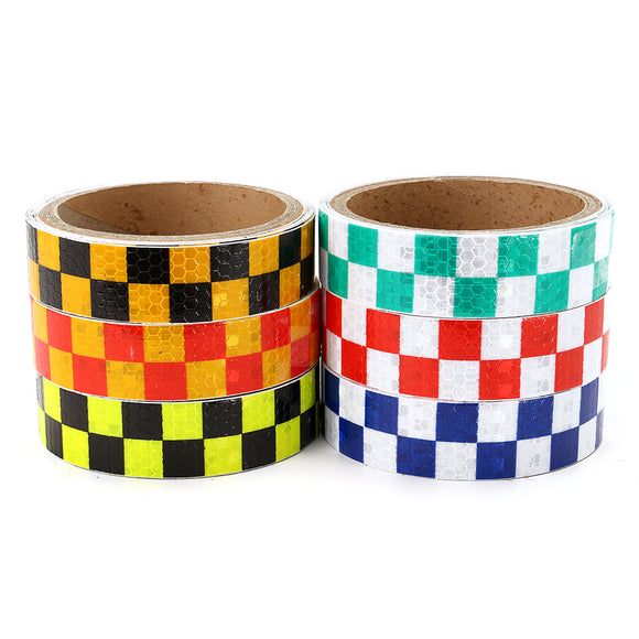 25mm*4m Warning Caution Reflective Sticker Dual Color Chequer Roll Signal