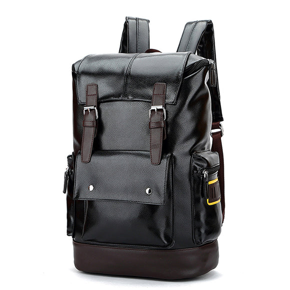 Men Leather Backpack Big Capacity Multifunctional Travel Bag Computer Bag