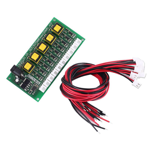 10 Channel Step Down Power Supply Module DC-DC 12V to 5V 70mA Buck Converter Voltage Output with 10 Cable 30cm