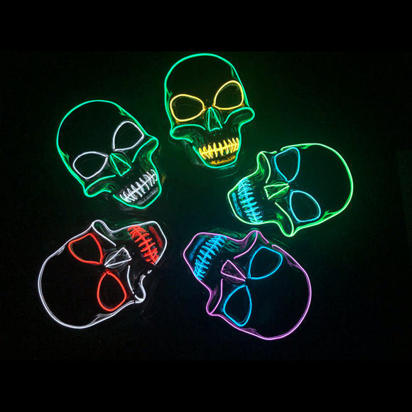 Halloween Skeleton LED Mask Scary Glow EL-Wire Mask Light Up Cosplay Party Masks Mischief Prank Luminous Mask