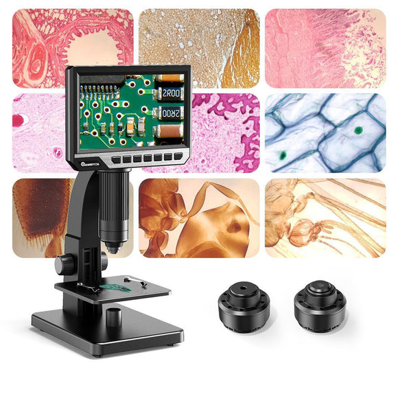 MUSTOOL MT315 2000X Dual Lens Digital Microscope 7-inch HD IPS Large Screen Multiple Lens for Circuit/Cells Observation Up&Down Light Source Support Computer Viewing