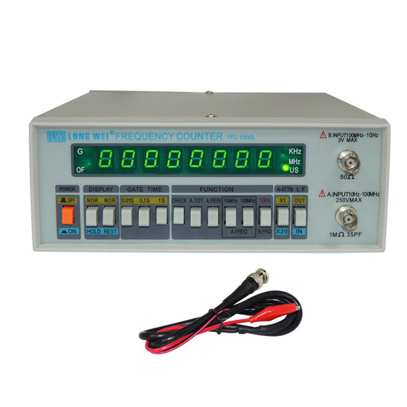 TFC-1000L Frequency Meter 8 High Brightness LED Display Frequency Ranges 10Hz ~ 1 GHz Frequency Counter