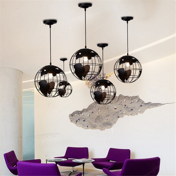 Modern World Map Globe Pendant Chandelier Hanging Lamp Home Office