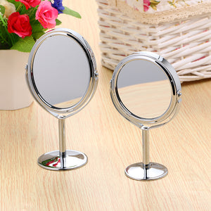 Honana BX-090 Bathroom Mirror Rotatable Double Sided Round Oval Shape Stand Circular Makeup Mirror