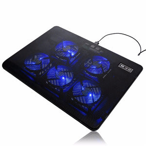 5 Fans LED USB Port Cooling Stand Pad Cooler for 12-17 inch Laptop Notebook