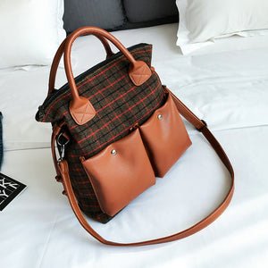 Women Vintage British Wild Woolen Handbag Shoulder Bag Diagonal Crossbody Bag