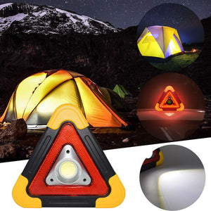 Portable COB LED Work Light Multi-function Triangle Warning Traffic Lamp Camping Searchlight