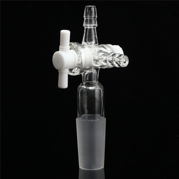24/40 3-Way Glass Vacuum Flow Control Adapter with PTFE Stopcock Male Ground Joint to Straight Hose Connection