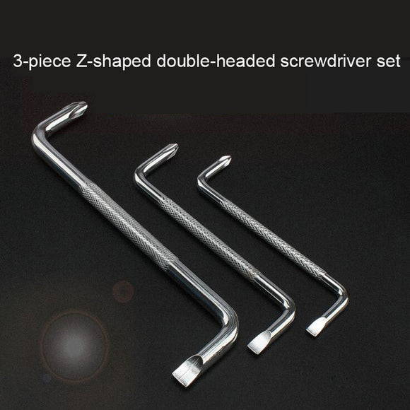 3-piece Set Turning Screwdriver 90 Degree Z-type Short Shank Screwdrivers