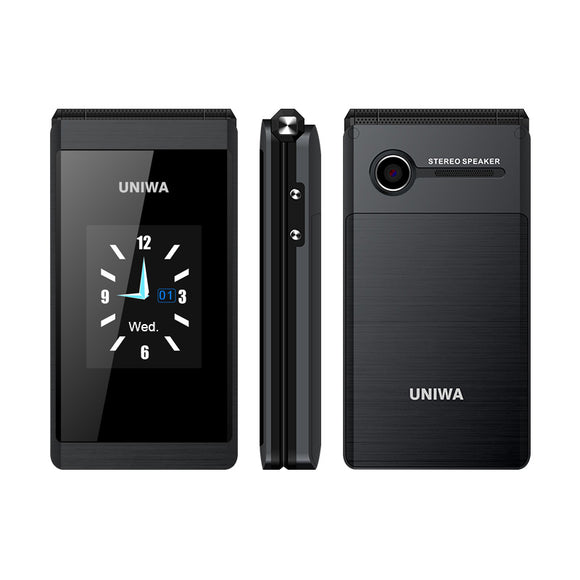 UNIWA X28 Flip Phone 1200mAh 2.8 inch Touch Screen Wireless FM Dual Sim Card Flip Feature Phone
