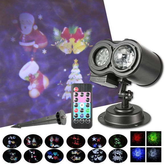LED Laser Dual Projector Stage Light Waterproof Christmas Party Landscape Lamp AC100-240V